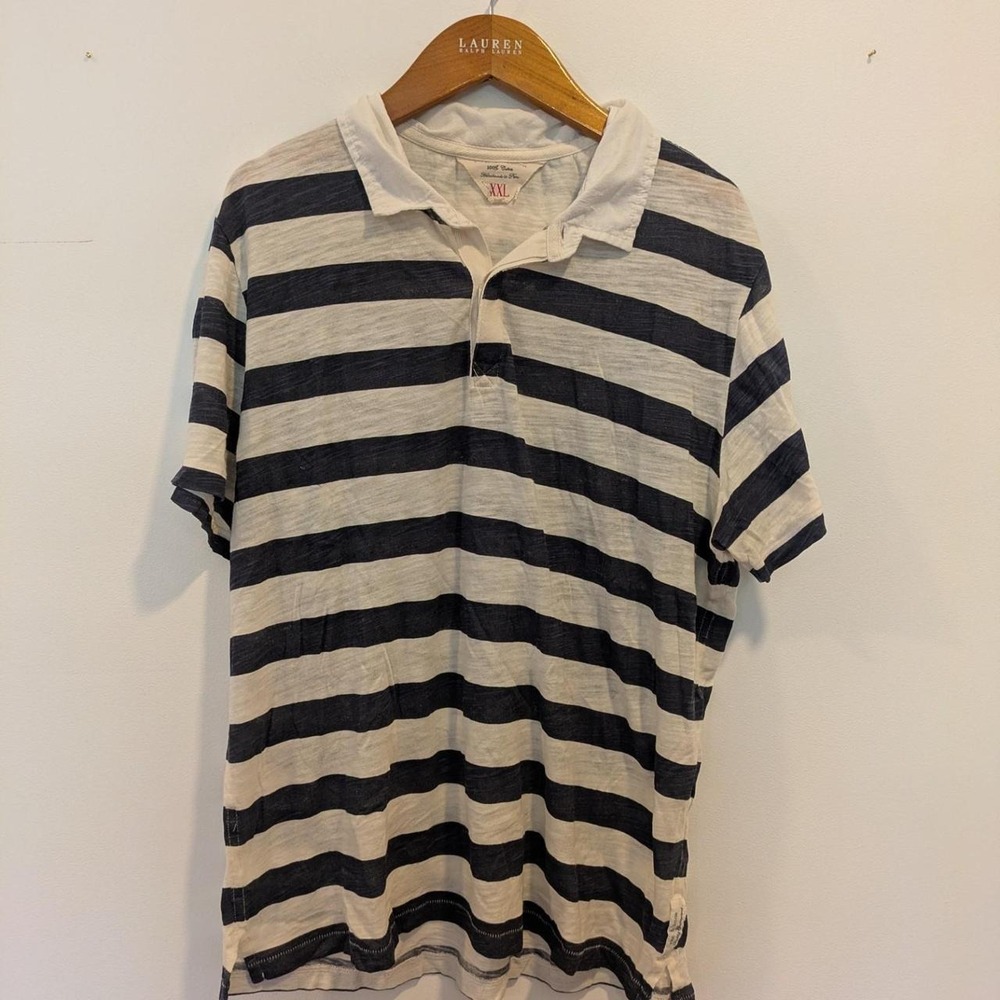 Rag & Bone Striped Polo Shirt Size XXL Muscle Tee Luxury Fitted Lightweight